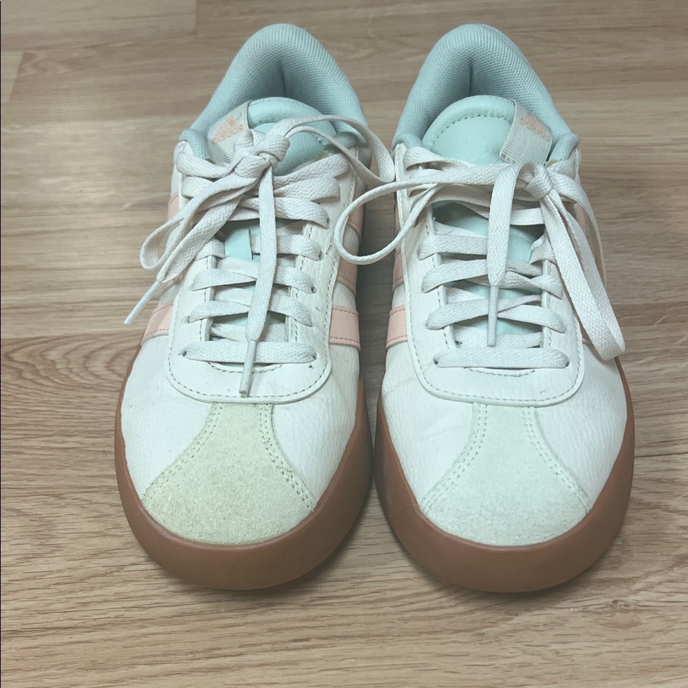 adidas Women's White and Tan Sneakers - Picture 2 of 5